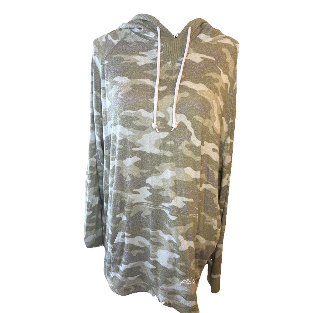 Victoria's Secret PINK Soft Knit Green Camouflage Sweatshirt HOODIE Large‎